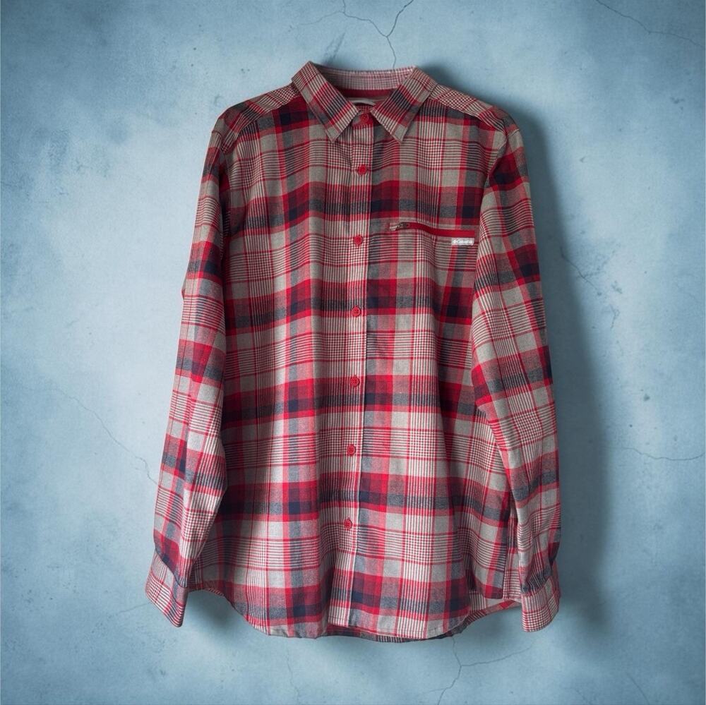 Columbia Omni-Wick Omni-Shade Men’s Plaid Button-Front Shirt Size XL Outdoors